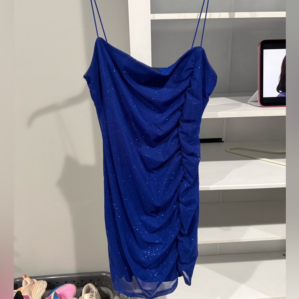 Lovely Day Homecoming Formal dress in Blue with a glittery material